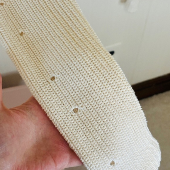 Lauren Ralph Lauren Cream (Missing laces) Perforated Sleeve SZ Medium Sweater - Picture 6 of 11